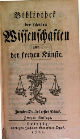 Bibliothek der schönen Wissenschaften und der freyen Künste. 2. 1762