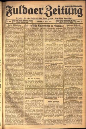 Ausgabe vom Dienstag, den 01. März 1927.