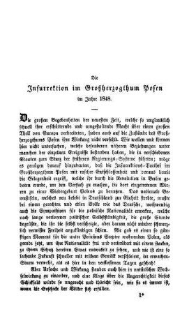 Die Insurrektion im Großherzogthum Posen im Jahre 1848
