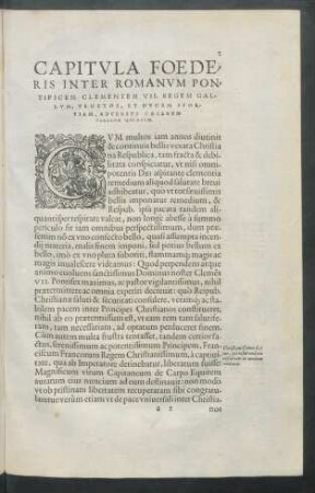 Capitula Foederis Inter Romanum Pontificem Clementem VII. Regem Gallum ...