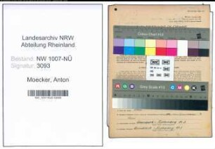 Entnazifizierung Anton Moecker , geb. 08.04.1890 (Revierjaeger)