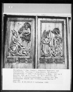 Gestühl der Südseite — Moses mit dem brennenden Busch und Verkündigung Mariae
