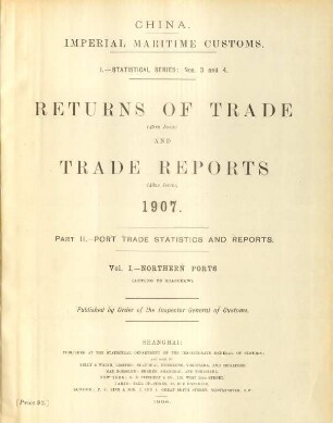 Part II. - Port trade statistics and reports. Vol. I - Northern ports