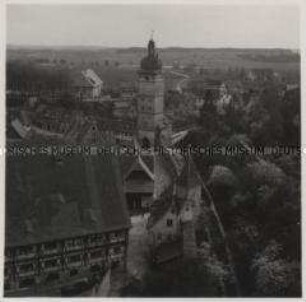 Dinkelsbühl, Blick vom Grünen Turm zum Segringer Tor