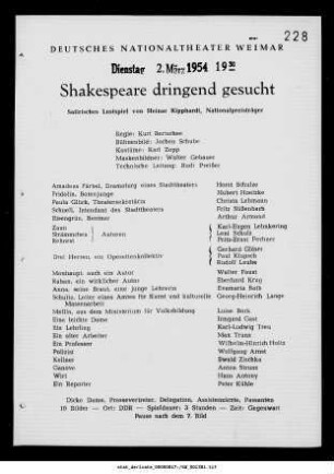 Shakespeare dringend gesucht