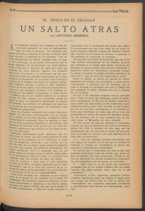 El duelo en el Uruguay : Un salto atrás