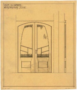 Billing, Hermann; Bretten, Heilbronnerstr. 3; Haus Dr. Gerber - Glastür (Ansicht; Schnitt)