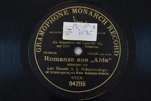 Romanze aus "Aida" : [O wäre ich erkoren ... Holde Aida, himmelsentstammend, Romanze des Radames aus der Oper "Aida", 1. Akt] / (Giuseppe Verdi)