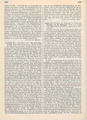 216-217 [Rezension] Jaspers, Karl, Descartes und die Philosophie