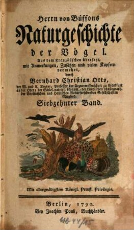 Herrn von Büffons Naturgeschichte der Vögel. Siebzehnter Band