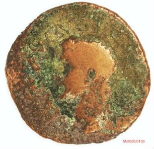 Römische Münze, Nominal As, Prägeherr Tiberius für Divus Augustus, Prägeort Rom, Original