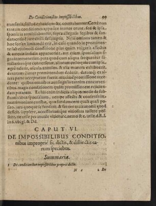 Caput VI. De Impossibilibus Conditionibus improprie sic dictis, & distinctis earum speciebus