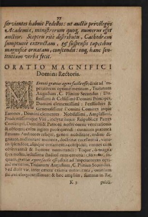 Oratio Magnifici Domini Rectoris.