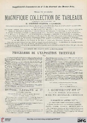 Supplément au No. 5 du Journal des Beaux-Arts