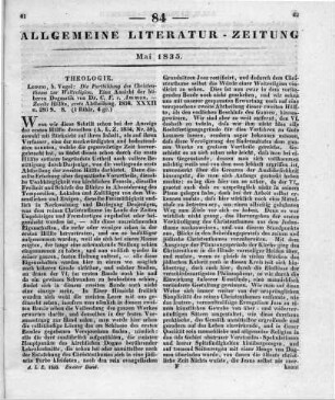 Ammon, C. F.: Die Fortbildung des Christenthums zur Weltreligion. Eine Ansicht der höheren Dogmatik. T. 2, Abt. 1. Leipzig: Vogel 1834