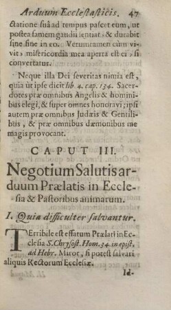 Caput III. Negotium salutis arduum prælatis in ecclesia & pastoribus animarum.