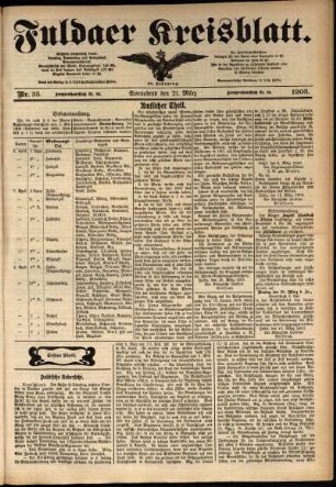 Erste Ausgabe vom Samstag, den 21. März 1903.