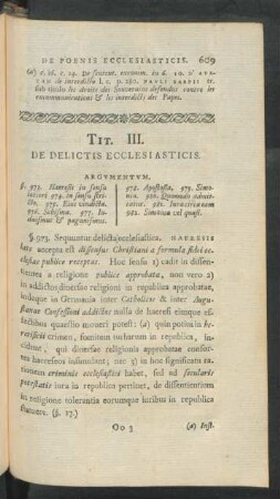 Tit. III. De Delictis Ecclesiasticis