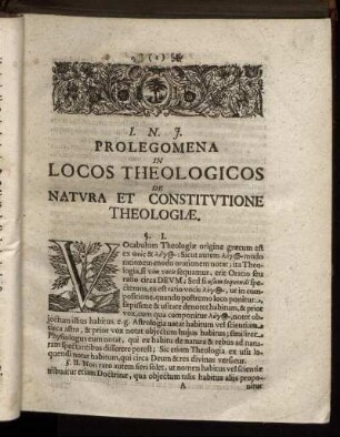 I. N. J. Prolegomena In Locos Theologicos De Natura Et Constitutione Theologiæ