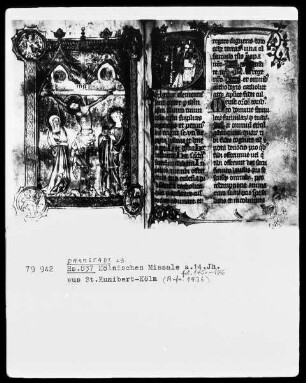 Missale — Te igitur. Priester bei der Elevation mit Ministrant, Folio 146recto