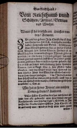XXXV. Vom Reichthumb unnd Schätzen/ Armut/ Gewinn und Wucher