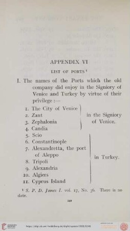 Appendix VI: List of ports
