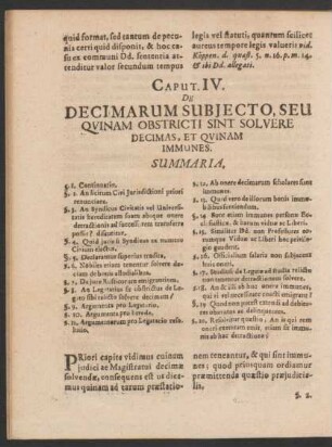 Caput IV. De Decimarum Subiecto, Seu Quinam Obstricti Sint Solvere Decimas, Et Quinam Immunes.
