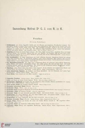Sammlung Hofrat Dr. G. J. von R. in K. (Nr. 1-504)
