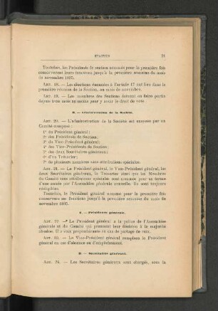 C. Présidence générale.
