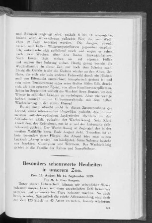 Besonders sehenswerte Neuheiten in unserem Zoo.