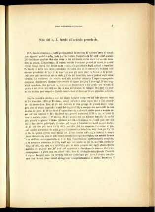 Note del P. A. Secchie all'articolo precedente.