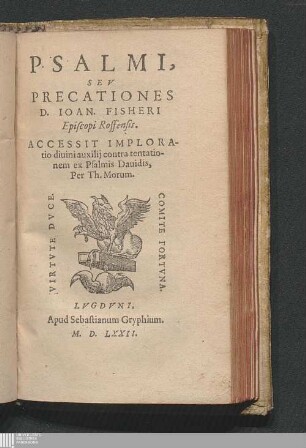 Psalmi, Sev Precationes D. Ioan. Fisheri Episcopi Roffensis