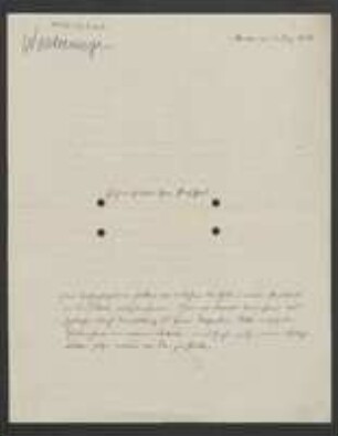 Brief von Maximilian Westermaier an Unbekannt