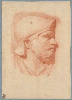 Kopf eines Kriegers mit Helm