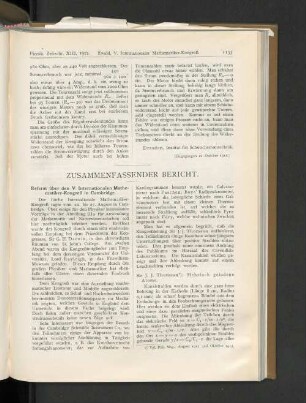 Zusammenfassender Bericht