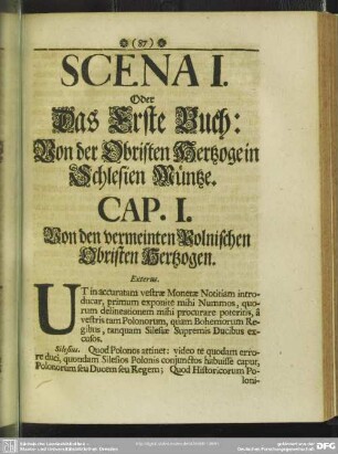 Scena I. Oder Das Erste Buch: Von der Christen Hertzoge in Schlesien Müntze