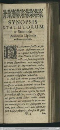 Synopsis Statutorum a Studiosis Academiae Lipsiensis observandorum