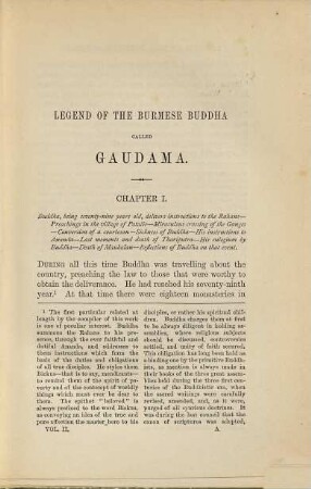 The life or legend of Gaudama the Buddha of the Burmese : With annotations ; The ways of Neibban, and notice on the Phongyies or Burmese Monks, Vol. II