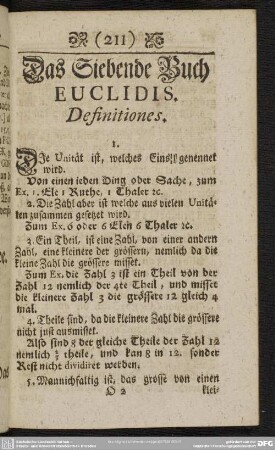 Das Siebende Buch Euclidis