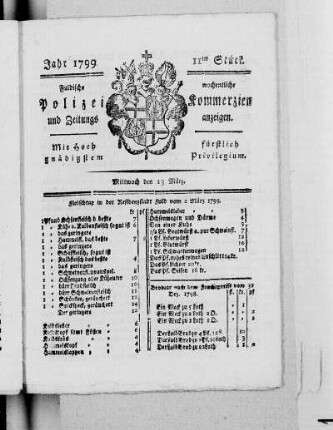 11tes Stück, Ausgabe vom 13. März 1799