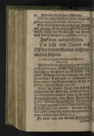 Auß dem andern Gebot. Du sollt den Namen deß Herrn deines Gottes nicht unnützlich führen.