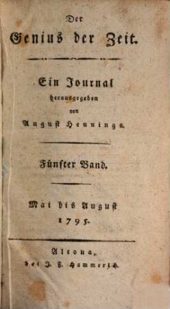 Der Genius der Zeit : ein Journal. 5, 5. 1795