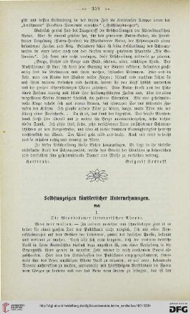 Selbstanzeigen künstlerischer Unternehmungen