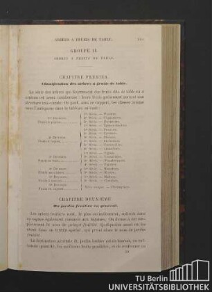 Chapitre premier. Classification des arbres à fruits de table.