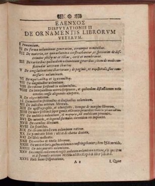 [...] Disputationis II De Ornamentis Librorum Veterum.