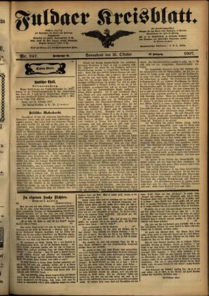 Erste Ausgabe vom Samstag, den 26. Oktober 1907.