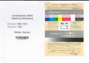 Entnazifizierung Werner Wiebe , geb. 11.03.1913 (Physiker)