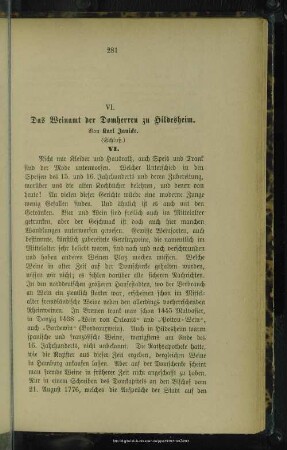 VI. Das Weinamt der Domherren zu Hildesheim : (Schluß.)