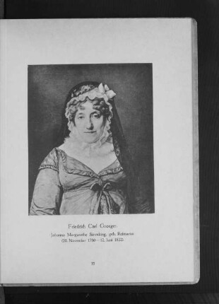 Johanna Margarethe Sieveking, geb. Reimarus. (20. November 1760 - 12. Juni 1832)