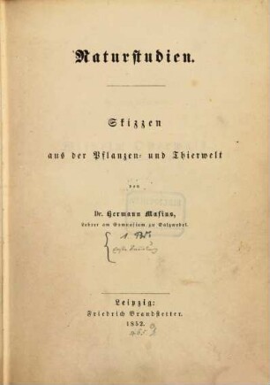 Naturstudien : Skizzen aus der Pflanzen- und Thierwelt, 1,1